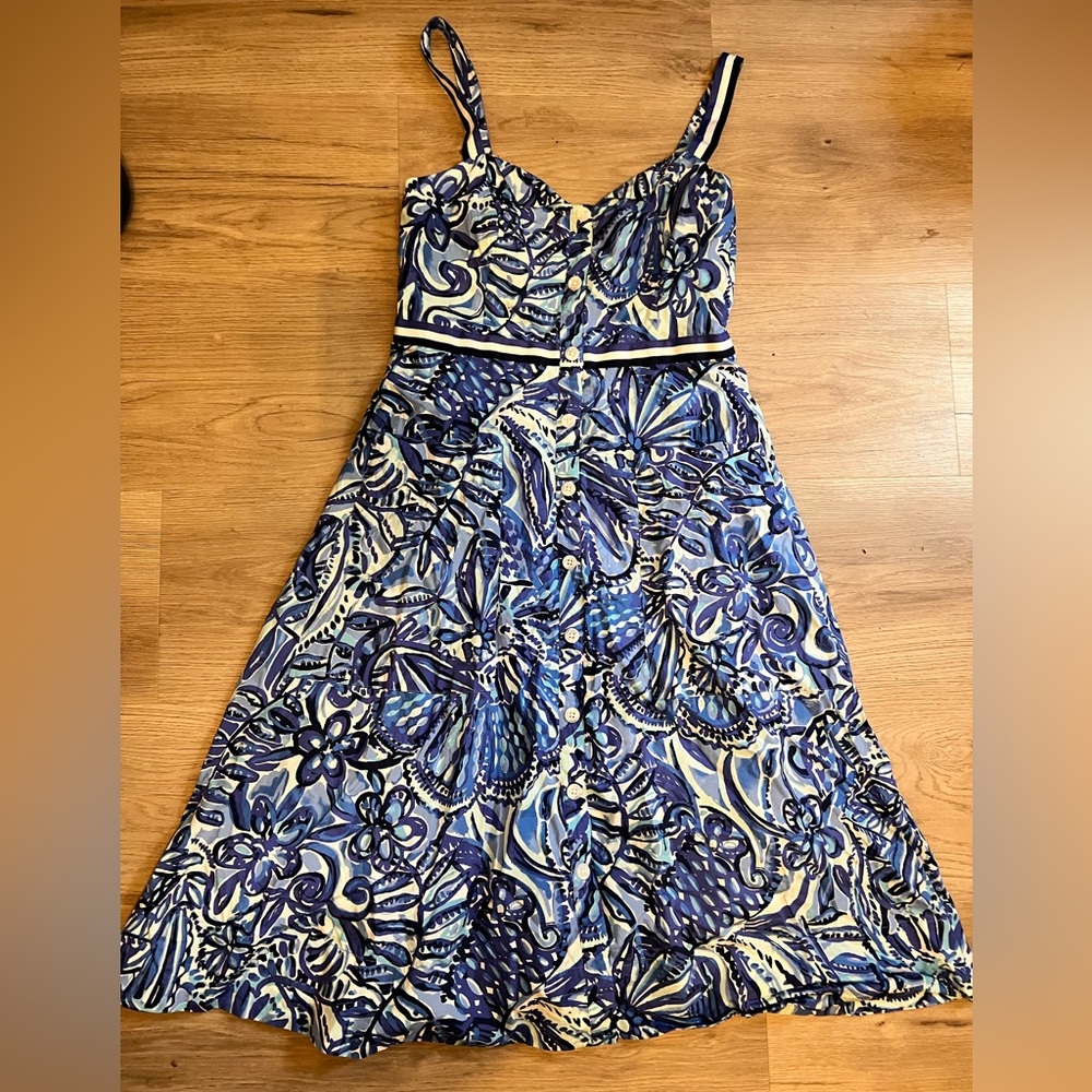 Lilly Pulitzer, Blue Midi Dress, Size 6